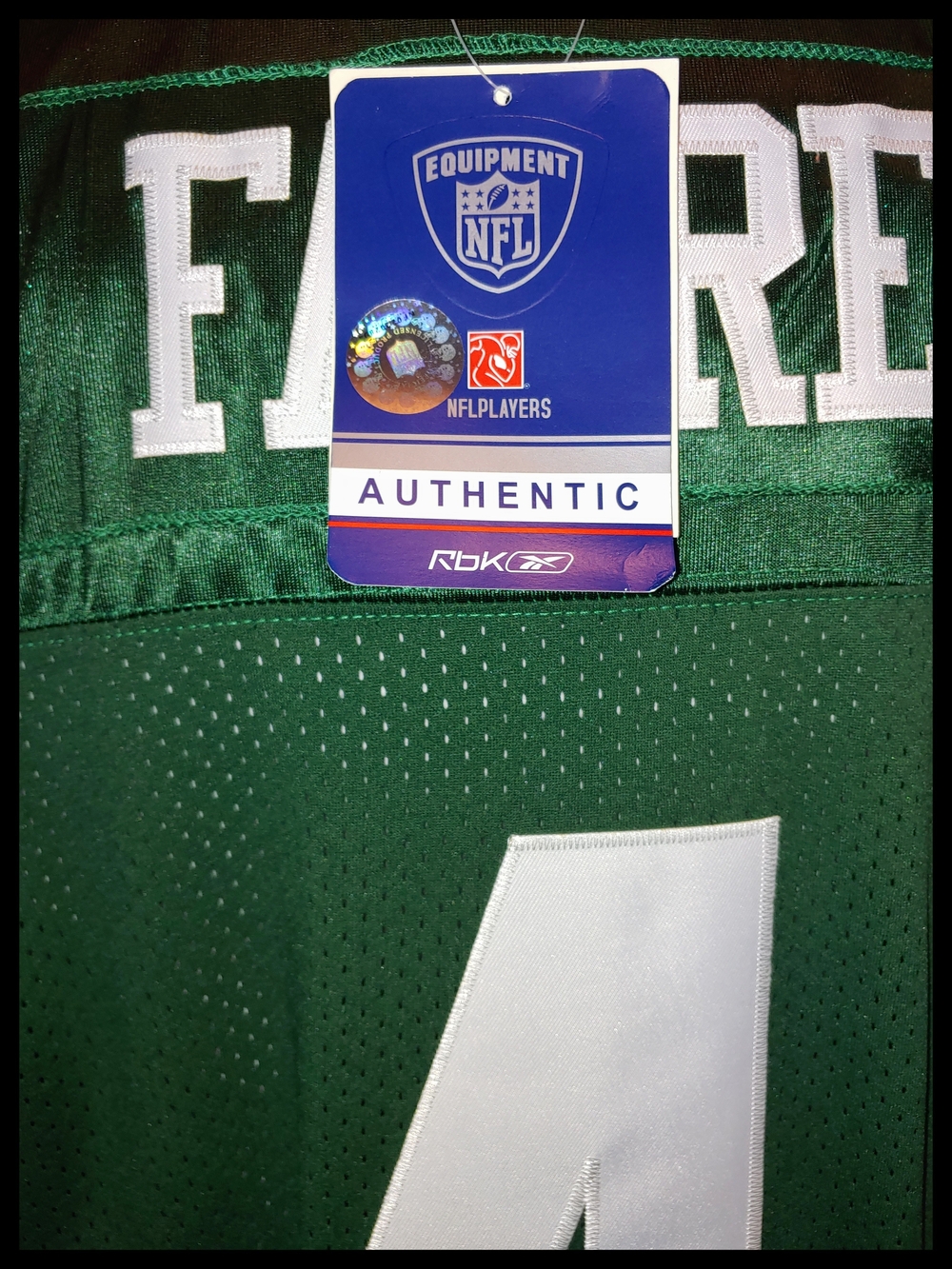 NWT Reebok On Field Jets Brett Favre #4 Jersey Size 52 - Picture 7 of 7